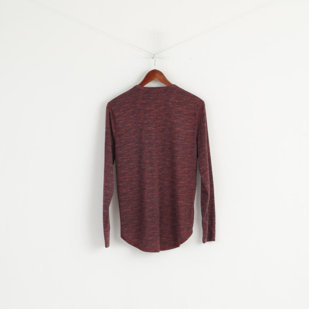 Hollister Men S Long Sleeved Shirt Maroon Cotton Henley Tee Basic Stretch Top
