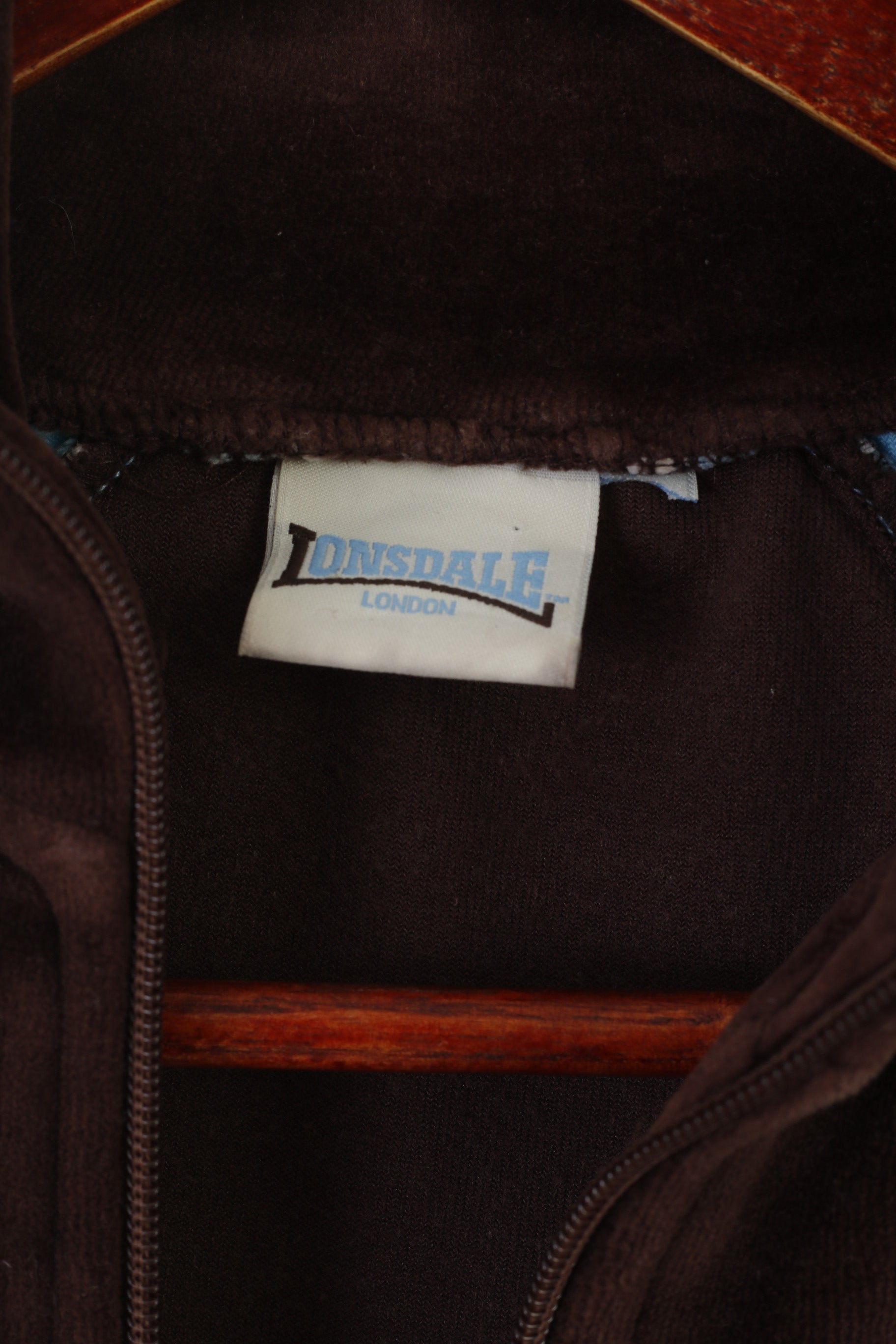 Lonsdale London Women S Sweatshirt Brown Shiny Vintage Fleece Full Zipper Sport Top