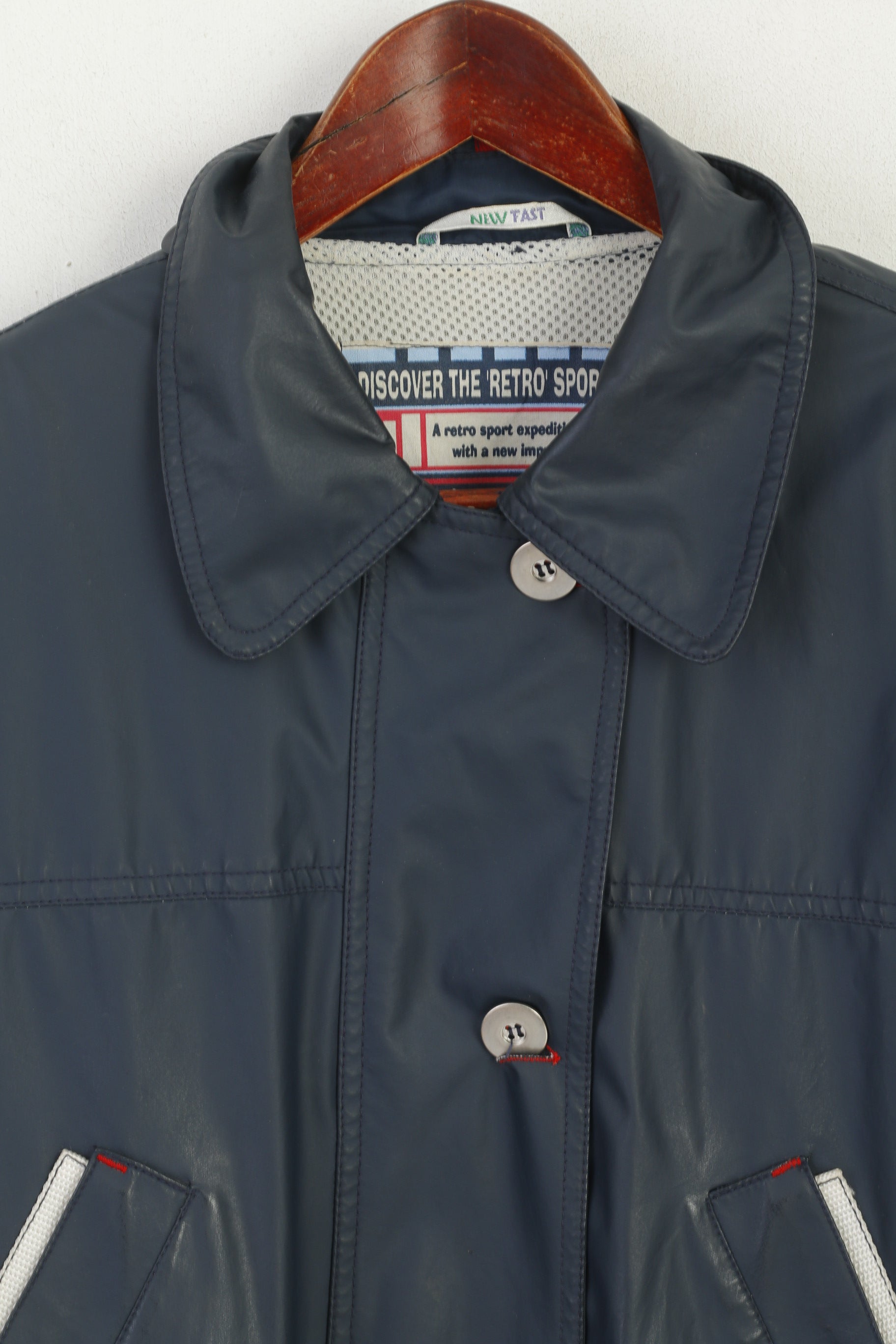 C&A New Fast Women 12 38 M Rain Jacket Navy Retro Style Full Zip Outdoor Top