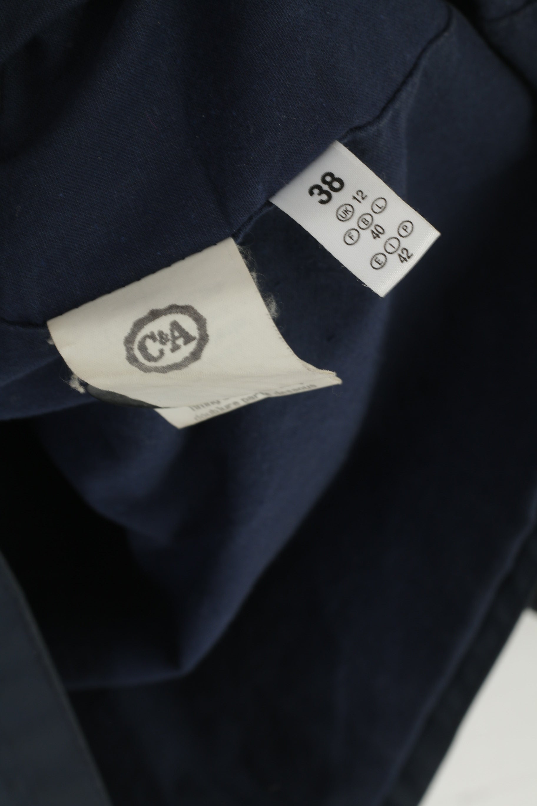 C&A New Fast Women 12 38 M Rain Jacket Navy Retro Style Full Zip Outdoor Top