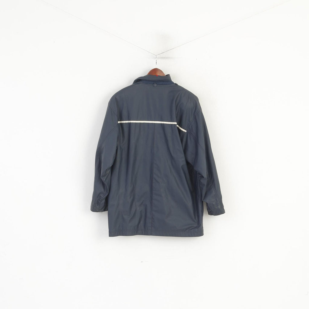 C&A New Fast Women 12 38 M Rain Jacket Navy Retro Style Full Zip Outdoor Top