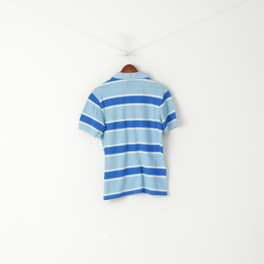 Polo FILA da uomo M blu 100% cotone a righe slim fit con bottoni dettagliati Top classico