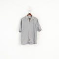 Timberland Men S (L) Casual Shirt Blue Cotton Check Vintage Short Sleeve Top