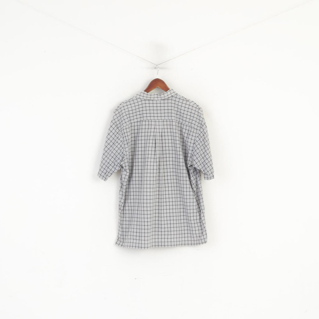 Timberland Men S (L) Casual Shirt Blue Cotton Check Vintage Short Sleeve Top