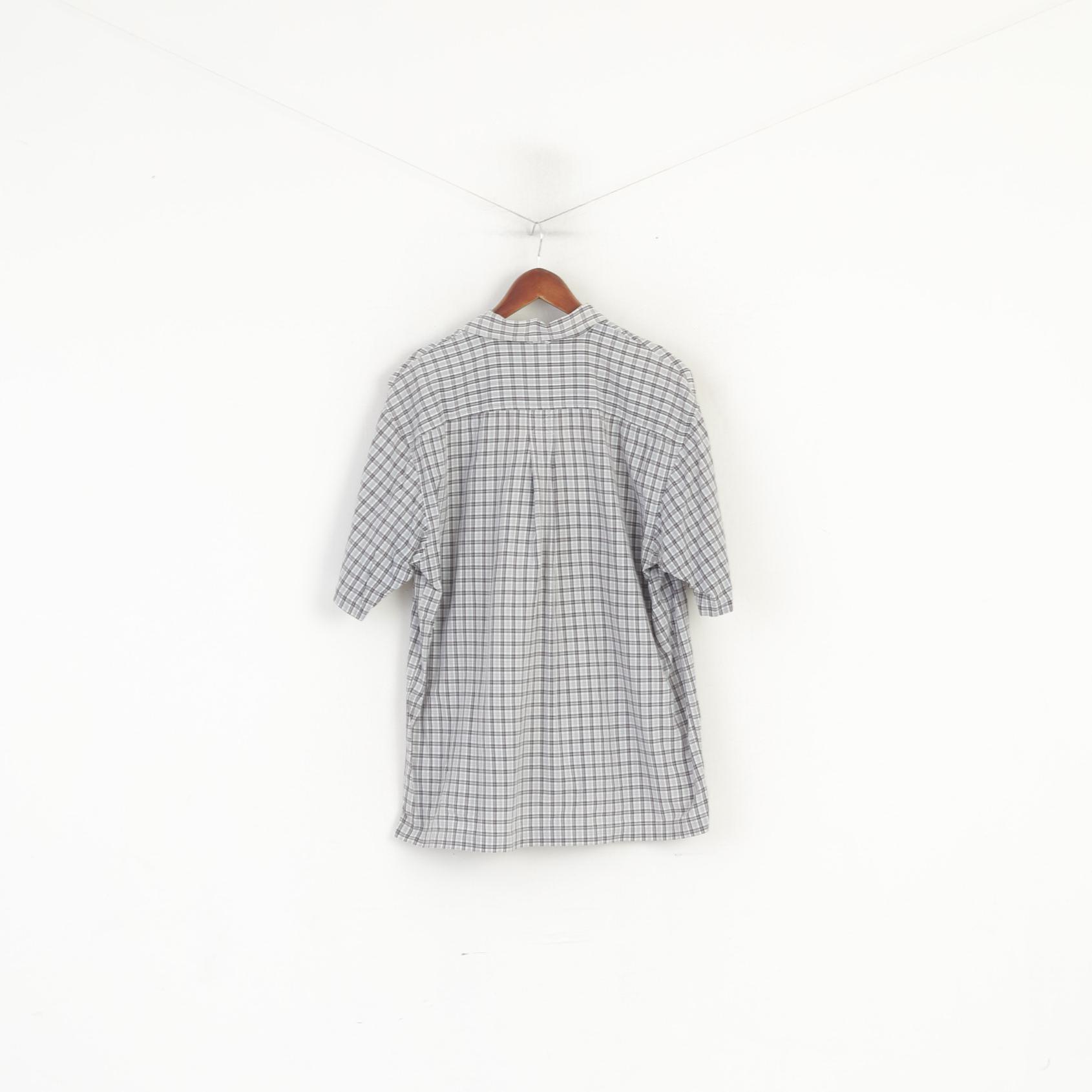 Timberland Men S (L) Casual Shirt Blue Cotton Check Vintage Short Sleeve Top