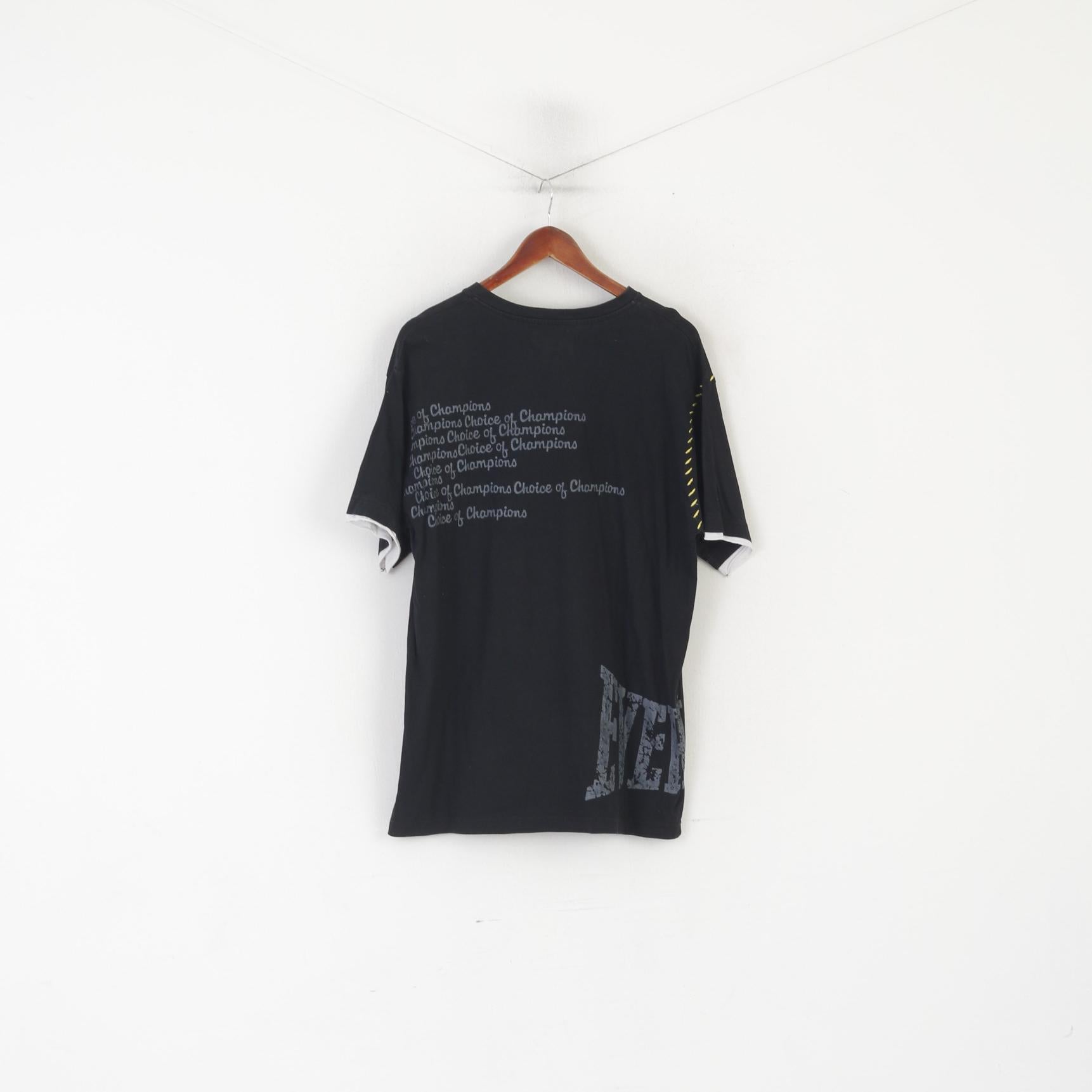 Everlast Men M Shirt Black Cotton V Neck Graphic Choice of Champ Sport Top