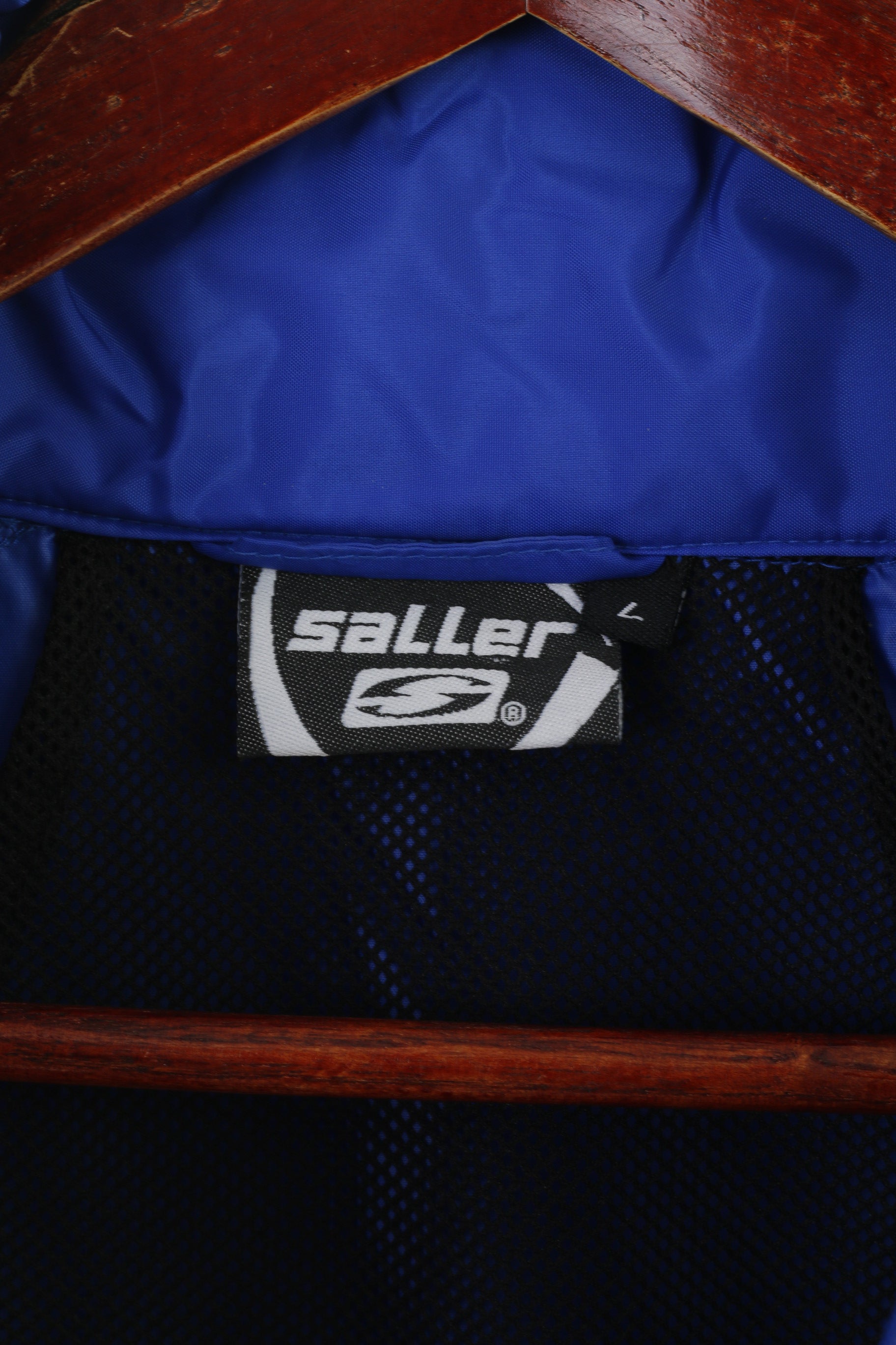 Giacca Saller da uomo L in nylon blu con cappuccio nascosto impermeabile SV Wacker Rottleberode Top