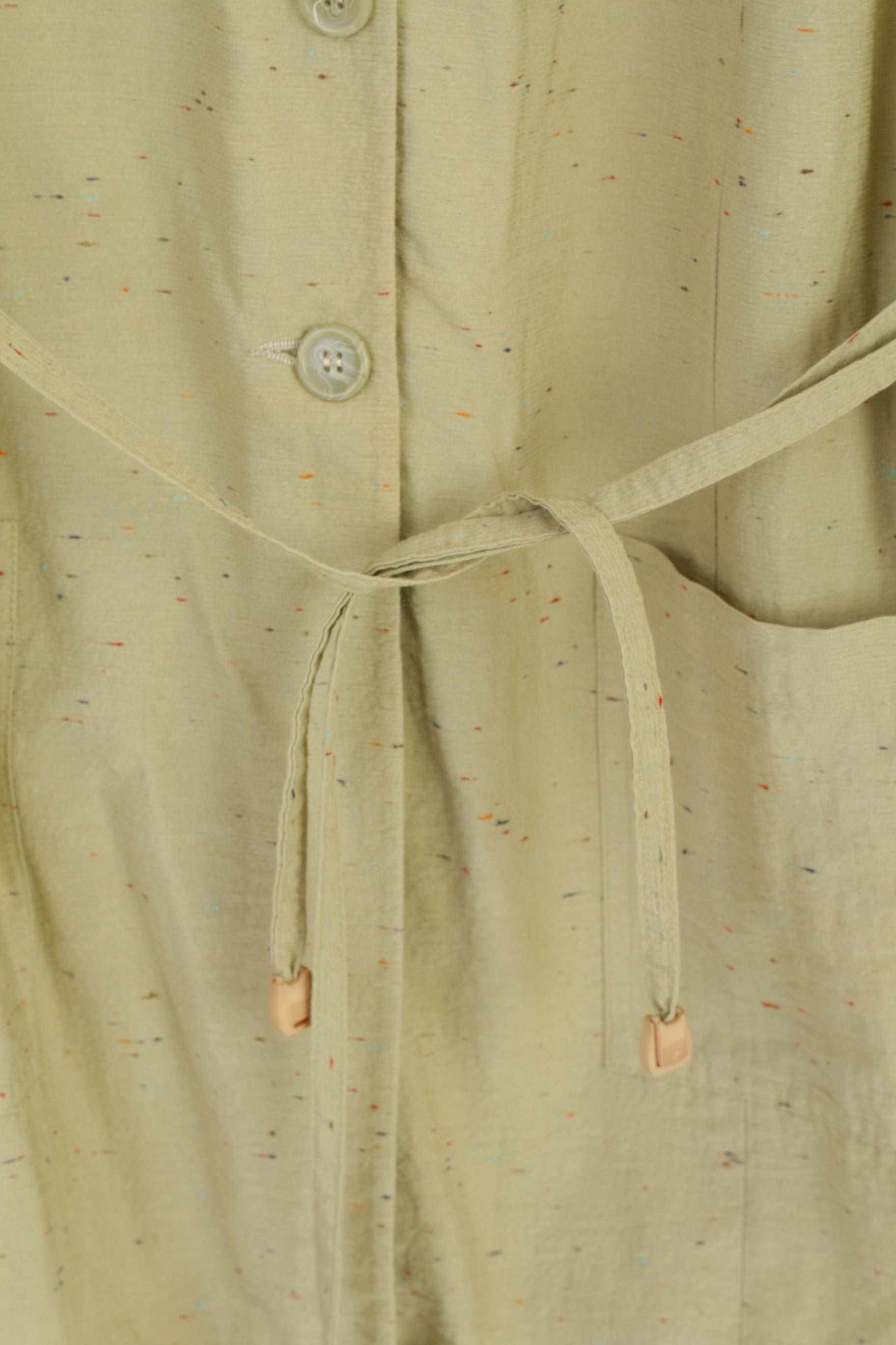 Fekbir Donna 38 M Blazer Verde Nylon Spalline Giacca lunga leggera con cintura