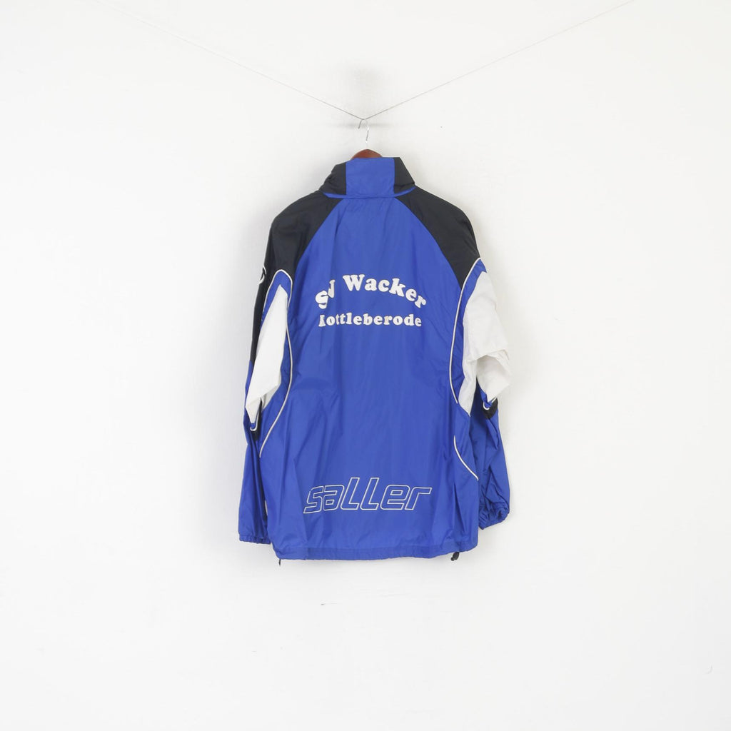 Giacca Saller da uomo L in nylon blu con cappuccio nascosto impermeabile SV Wacker Rottleberode Top