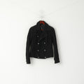 Diesel Women M Conduroy Jacket Noir Brillant Double Boutonnage Haut En Coton