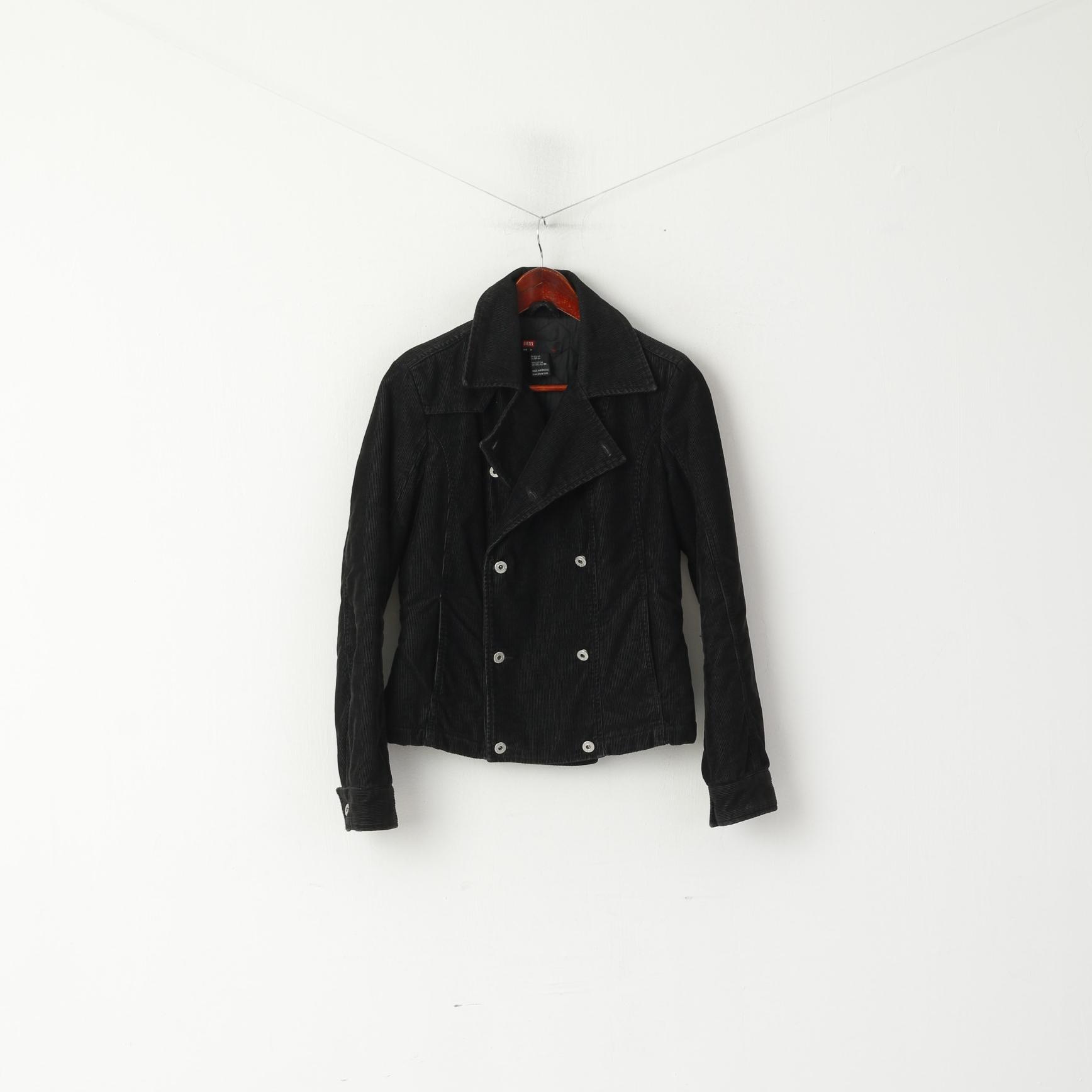 Giacca Diesel Donna M Conduroy Top in cotone doppiopetto nero lucido