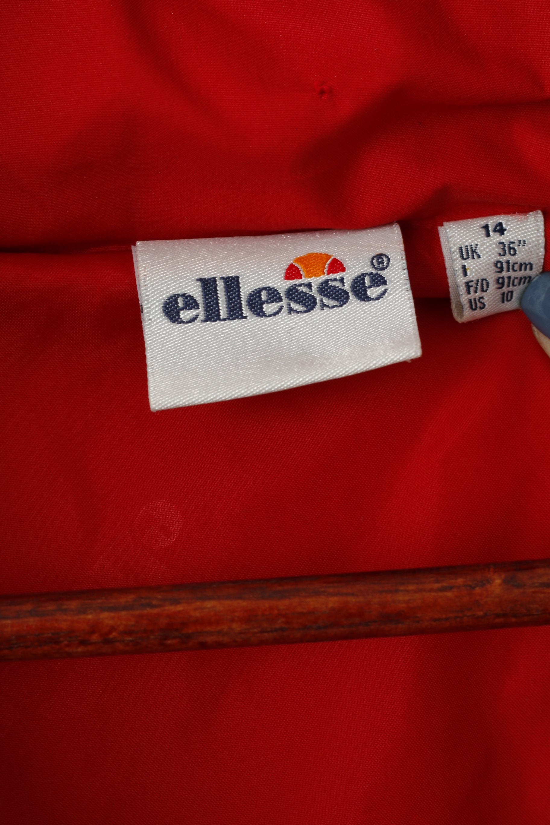 Ellesse Women 14 36'' M Jacket Red Full Zipper Padded Cropped Retro Top