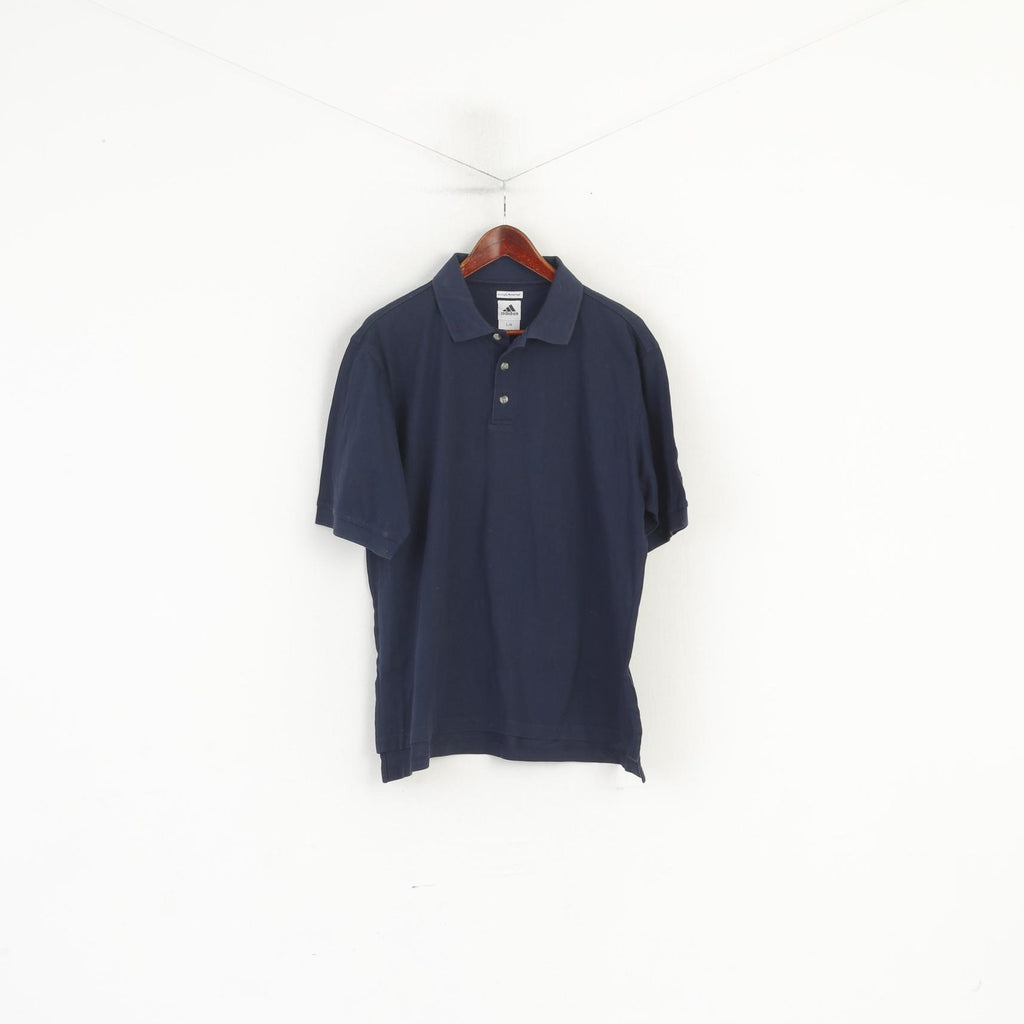 Adidas Men L Polo Shirt Navy Cotton 60'w 2 Ply Mercerized Classic Plain Retro Top