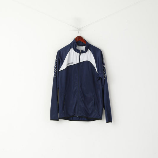 Hummel Felpa da uomo L Blu scuro lucido con cerniera intera Abbigliamento sportivo Retro Track Top