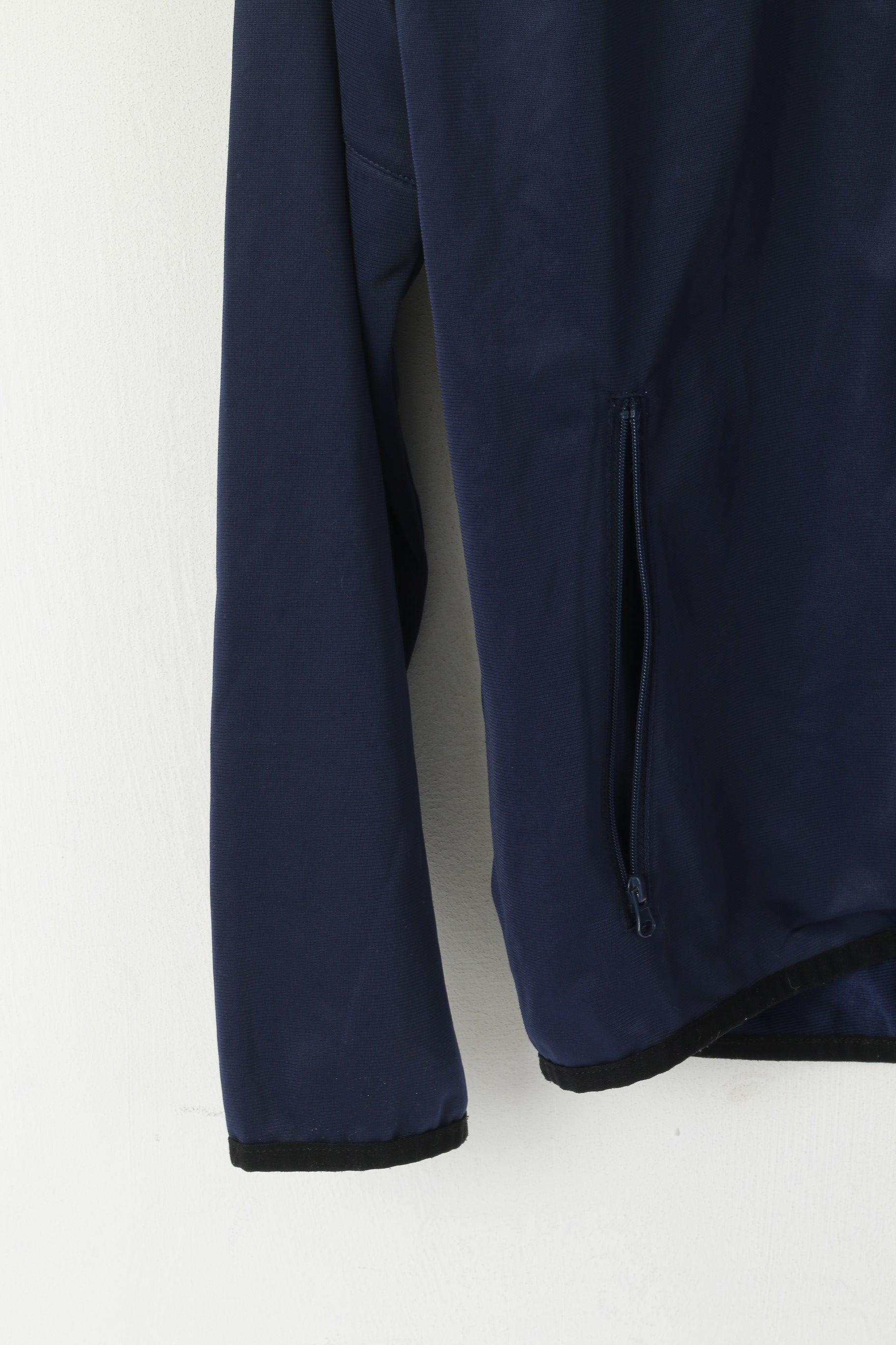 Hummel Men L Sweatshirt Navy Shiny Full Zipper Sportswear Retro Track Top