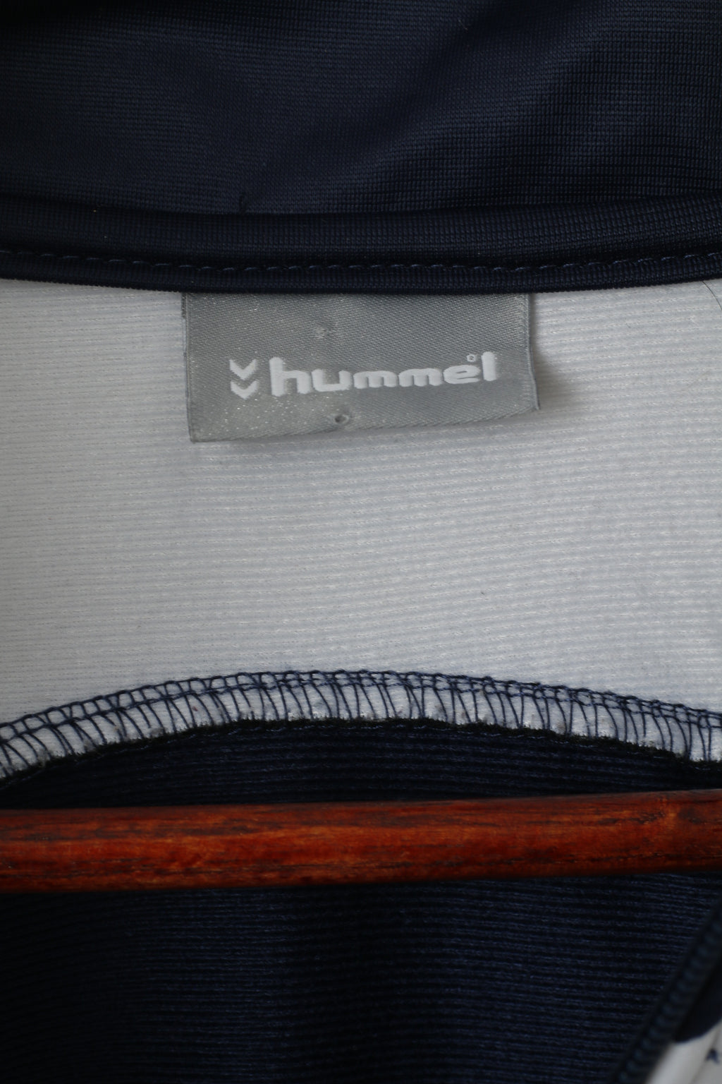 Hummel Men L Sweatshirt Navy Shiny Full Zipper Sportswear Retro Track Top