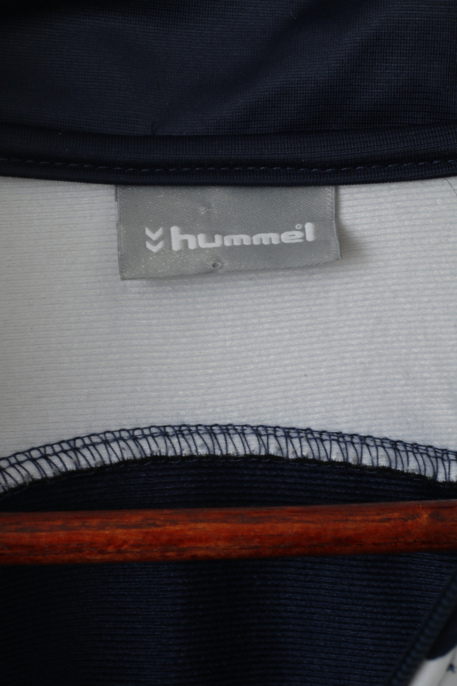 Hummel Men L Sweatshirt Navy Shiny Full Zipper Sportswear Retro Track Top