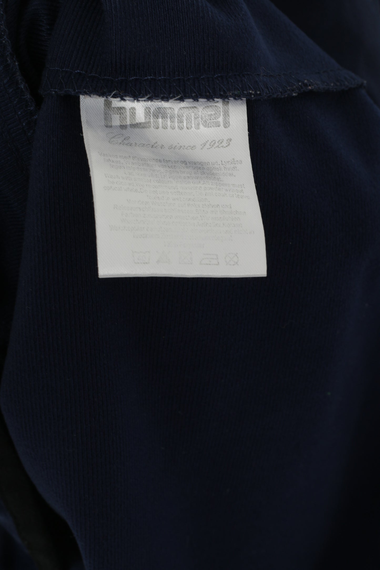 Hummel Men L Sweatshirt Navy Shiny Full Zipper Sportswear Retro Track Top