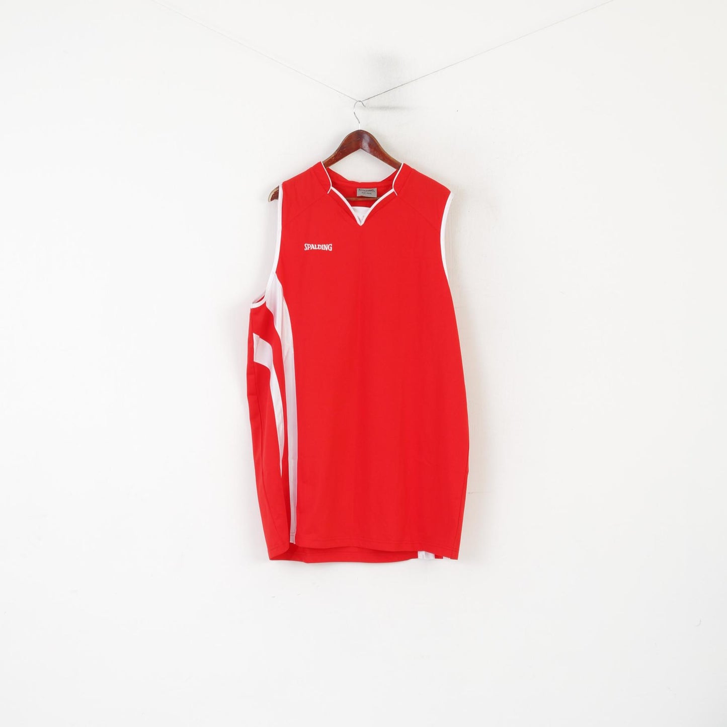 Spalding Hommes 3XL Chemise Rouge Vintage Sans Manches Basketball Sportswear NBA Jersey Top