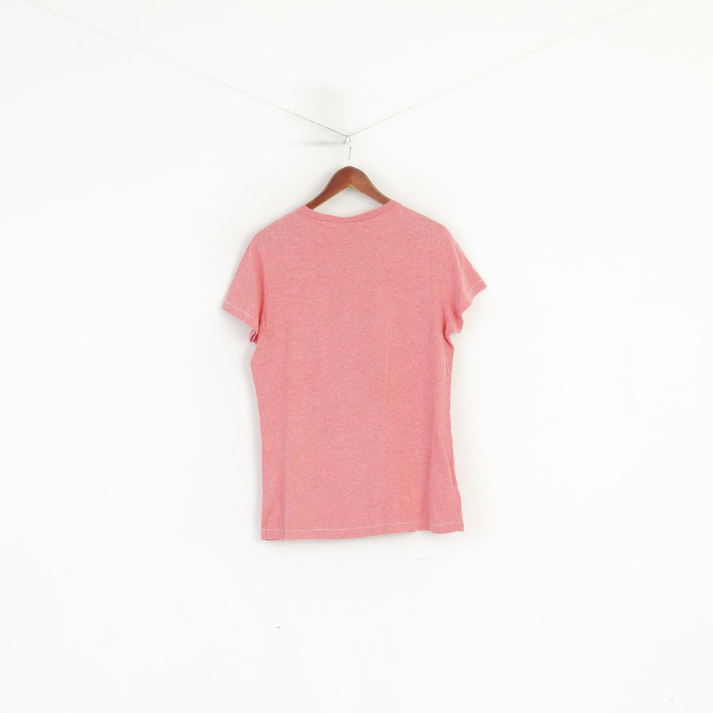 Replay Maglietta da uomo a maniche lunghe in cotone rosa Island Beauty con grafica slim fit girocollo