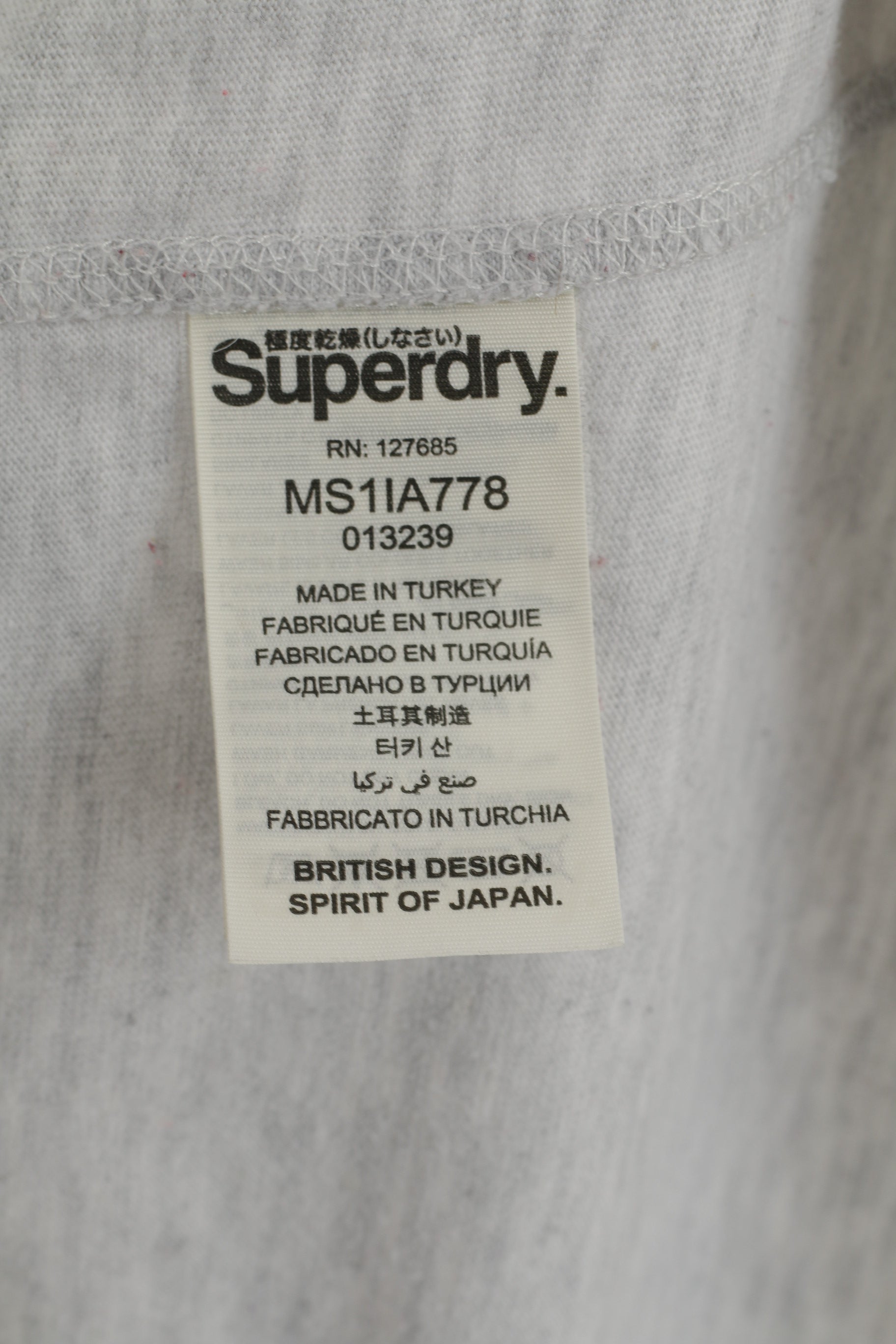 Superdry Men M Shirt Grey Cotton Faded Crew Neck Sport Short Sleeve Top