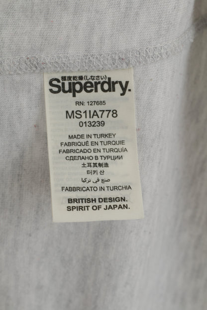 Camicia da uomo M Superdry Maglietta sportiva a maniche corte con girocollo in cotone grigio sbiadito