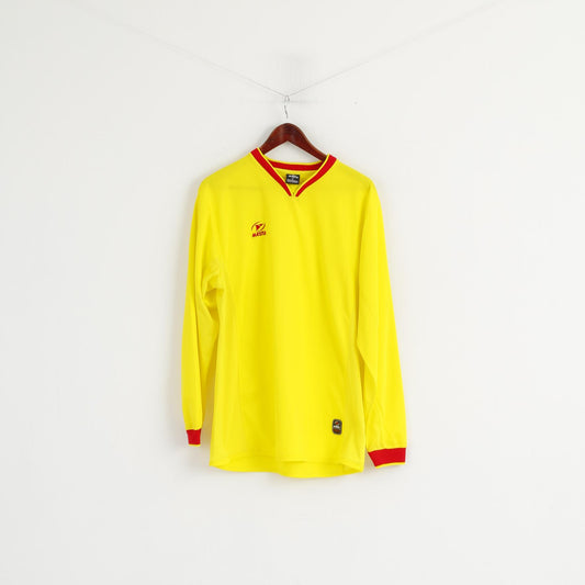 Masita Men XL Long Sleeved Shirt Yellow Shiny V Neck Professional Team Sports Top
