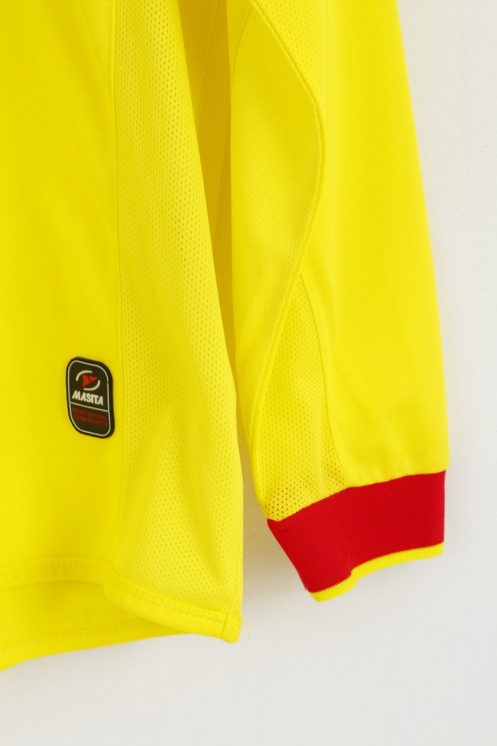 Masita Men XL Long Sleeved Shirt Yellow Shiny V Neck Professional Team Sports Top