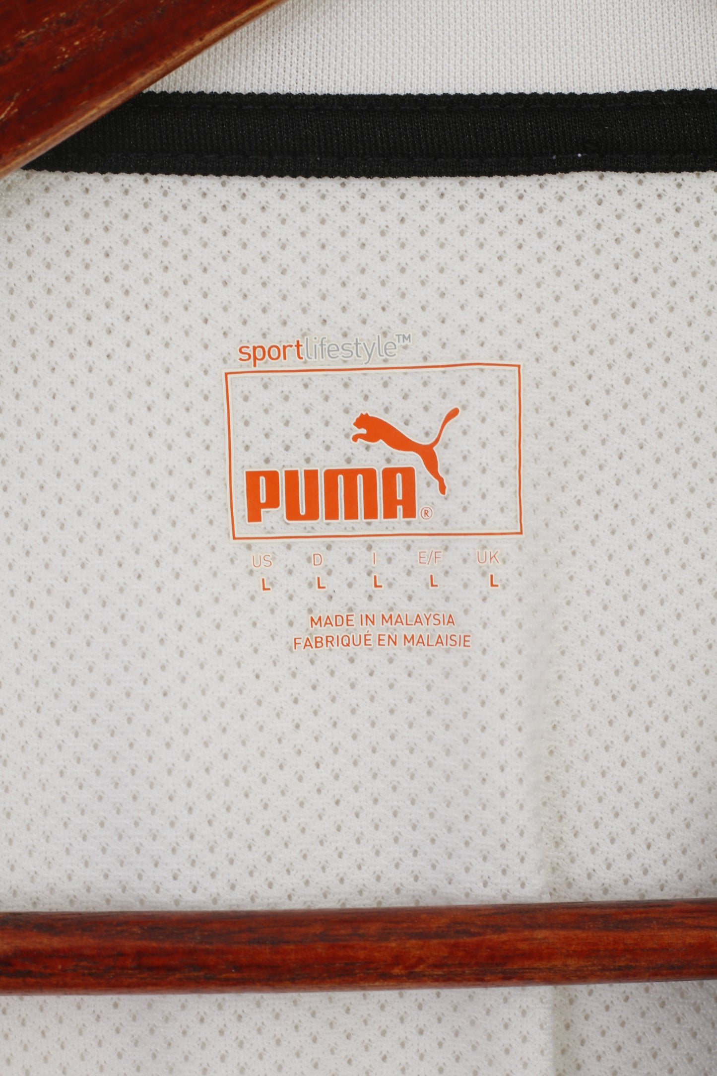 Puma L Shirt Blanc Brillant Dry Cell Football Jersey Back Mesh Sportswear Top