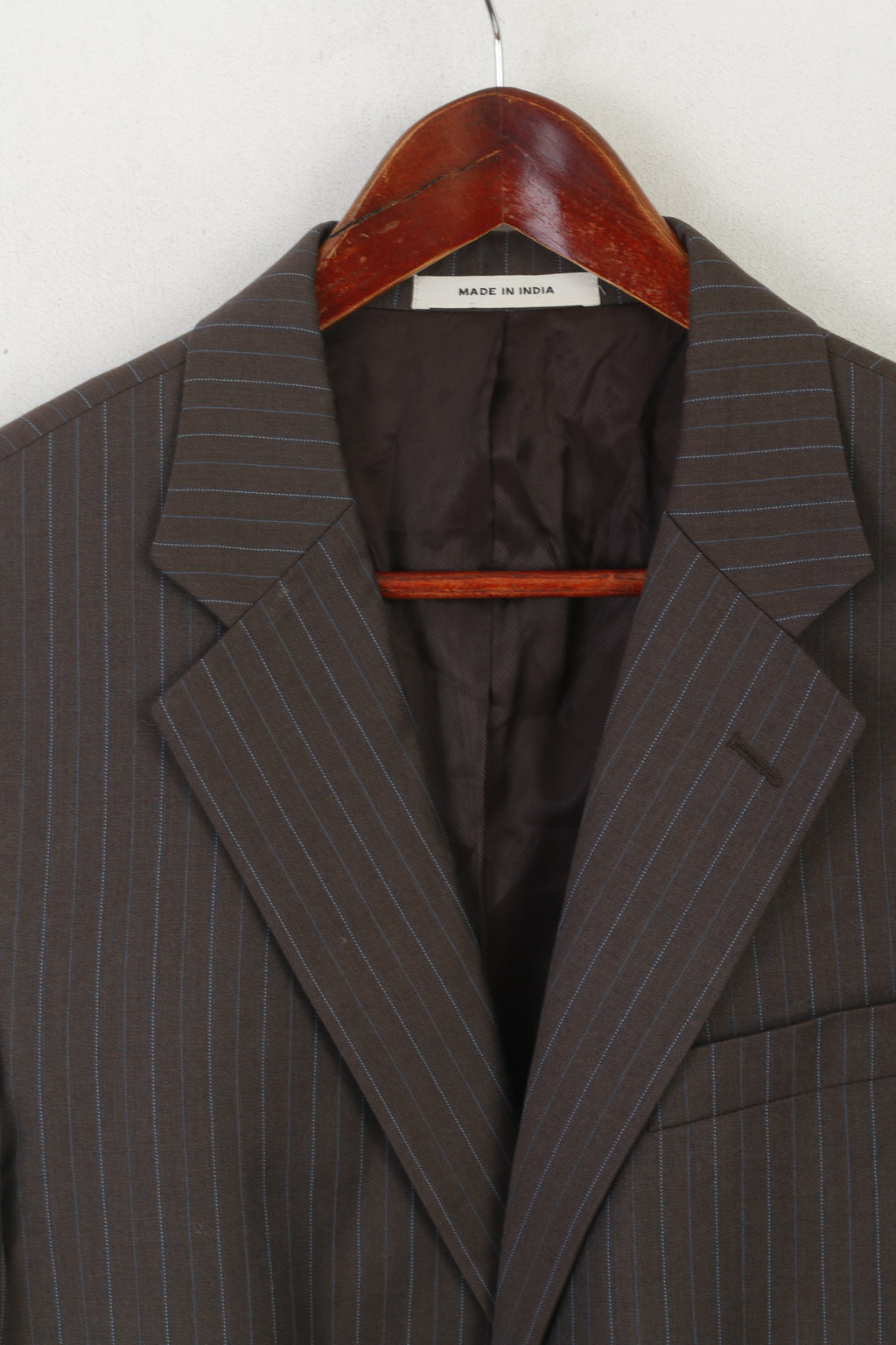 Kenneth Cole Men 44 Long Blazer Brown Wool Soft Striped Single Breasted Jacket