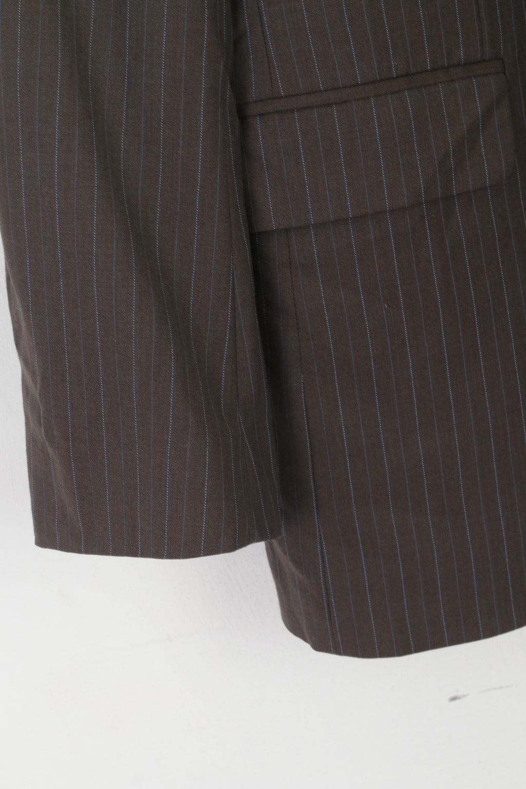 Kenneth Cole Men 44 Long Blazer Brown Wool Soft Striped Single Breasted Jacket