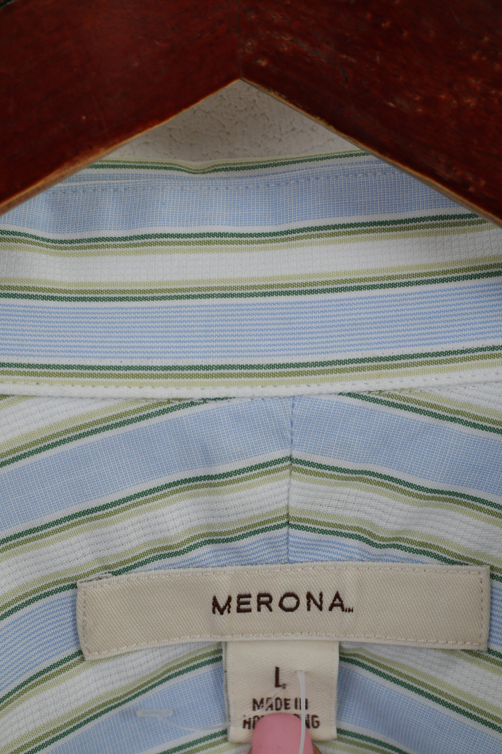 Merona Men L Casual Shirt Blue Striped Cotton Long Sleeve Elegant Top