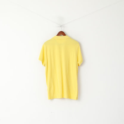 Champion Men XL Polo Shirt Yellow Cotton Detailed Buttons Stretch Plain Sport Top