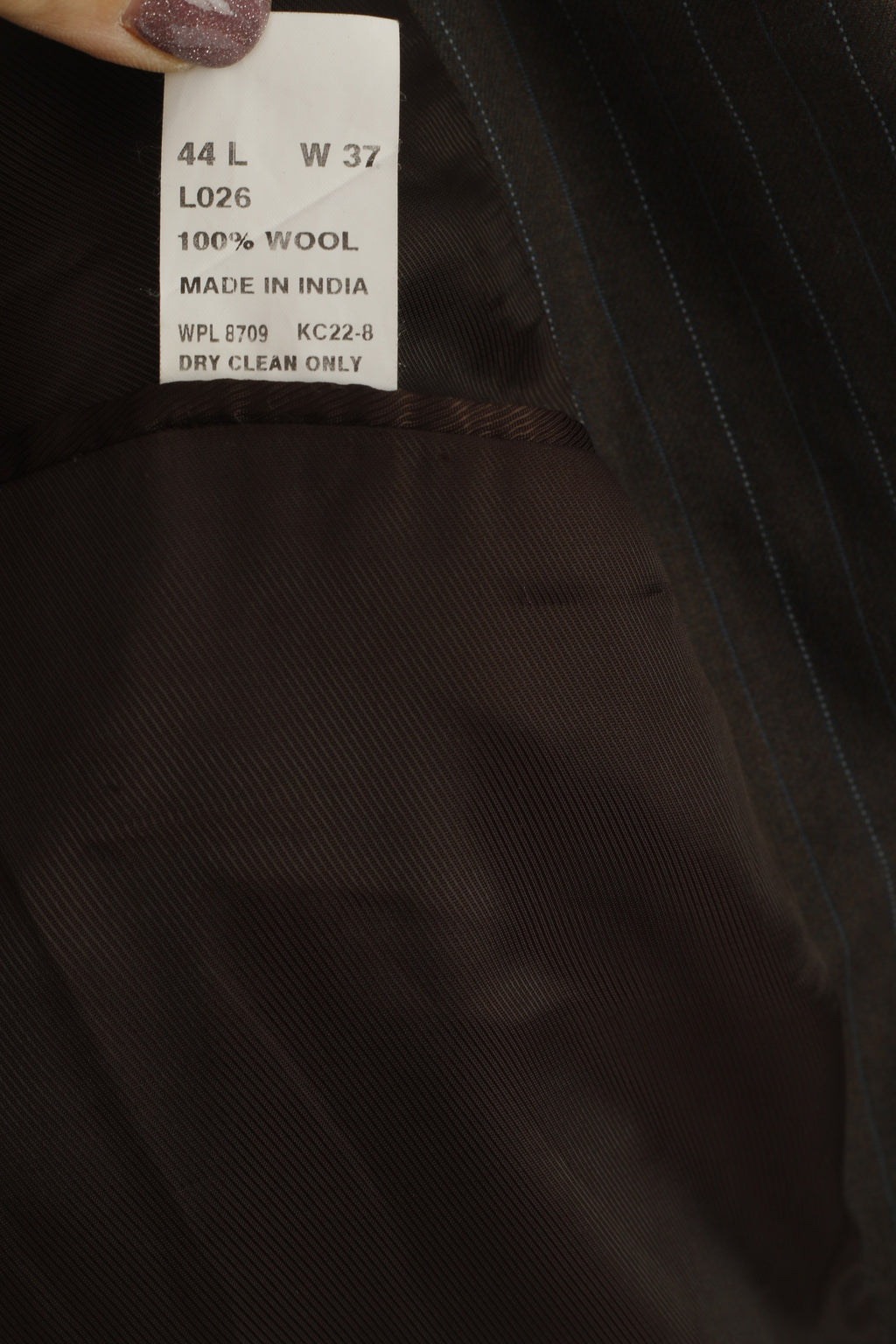 Kenneth Cole Men 44 Long Blazer Brown Wool Soft Striped Single Breasted Jacket