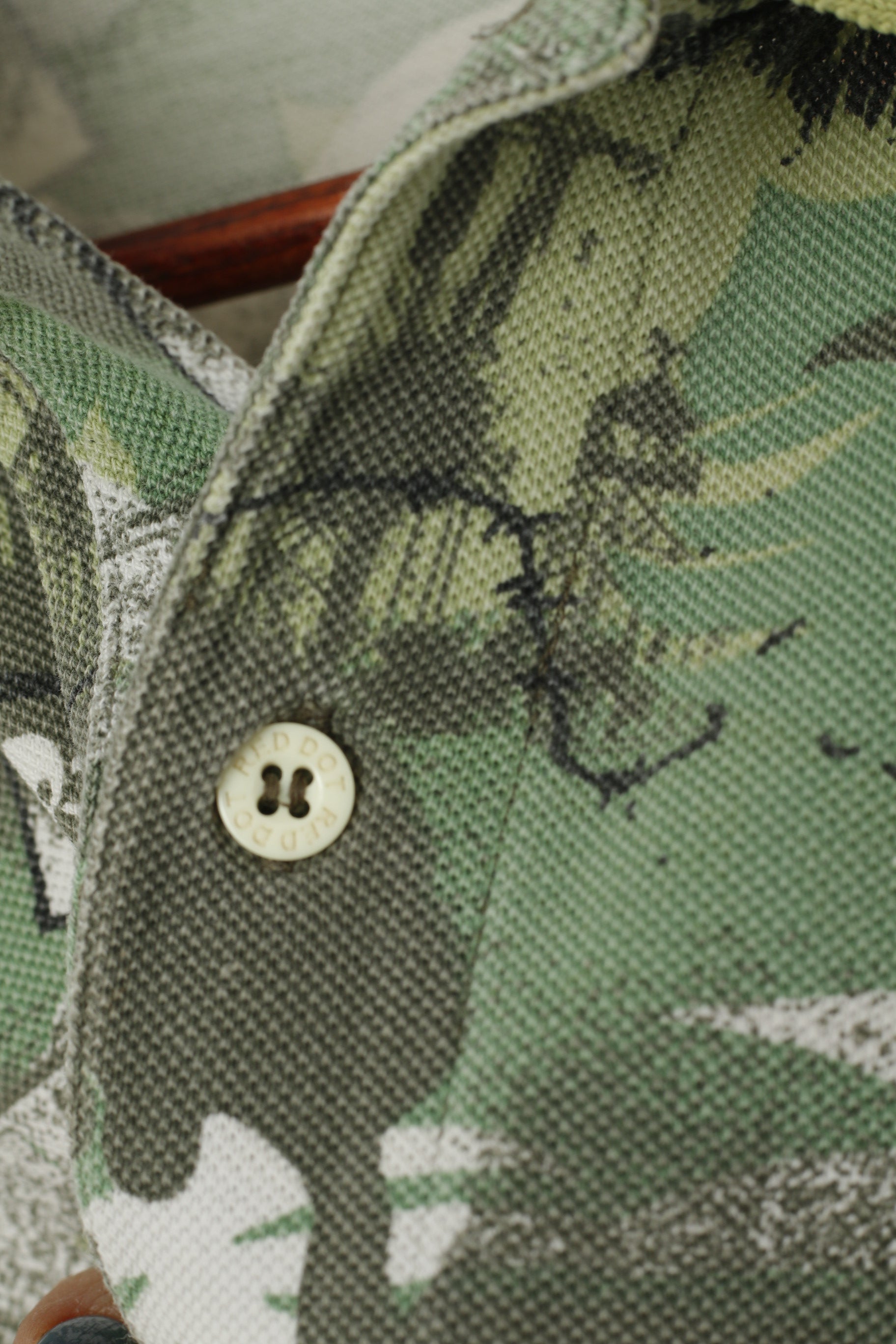 Red Dot Hommes S Polo Vert Coton Armée Imprimé Haut À Manches Courtes