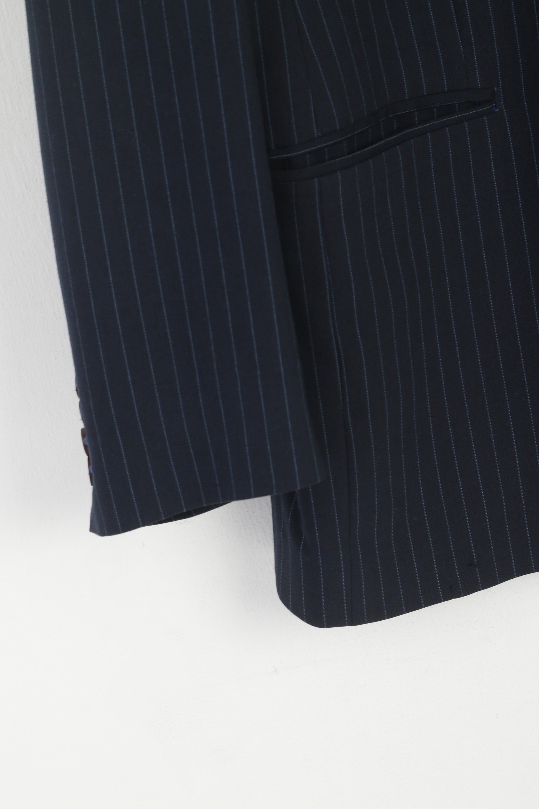 Gaudi Men 54 44 Blazer Navy Wool Striped Single Breasted Italy Vintage Jacket