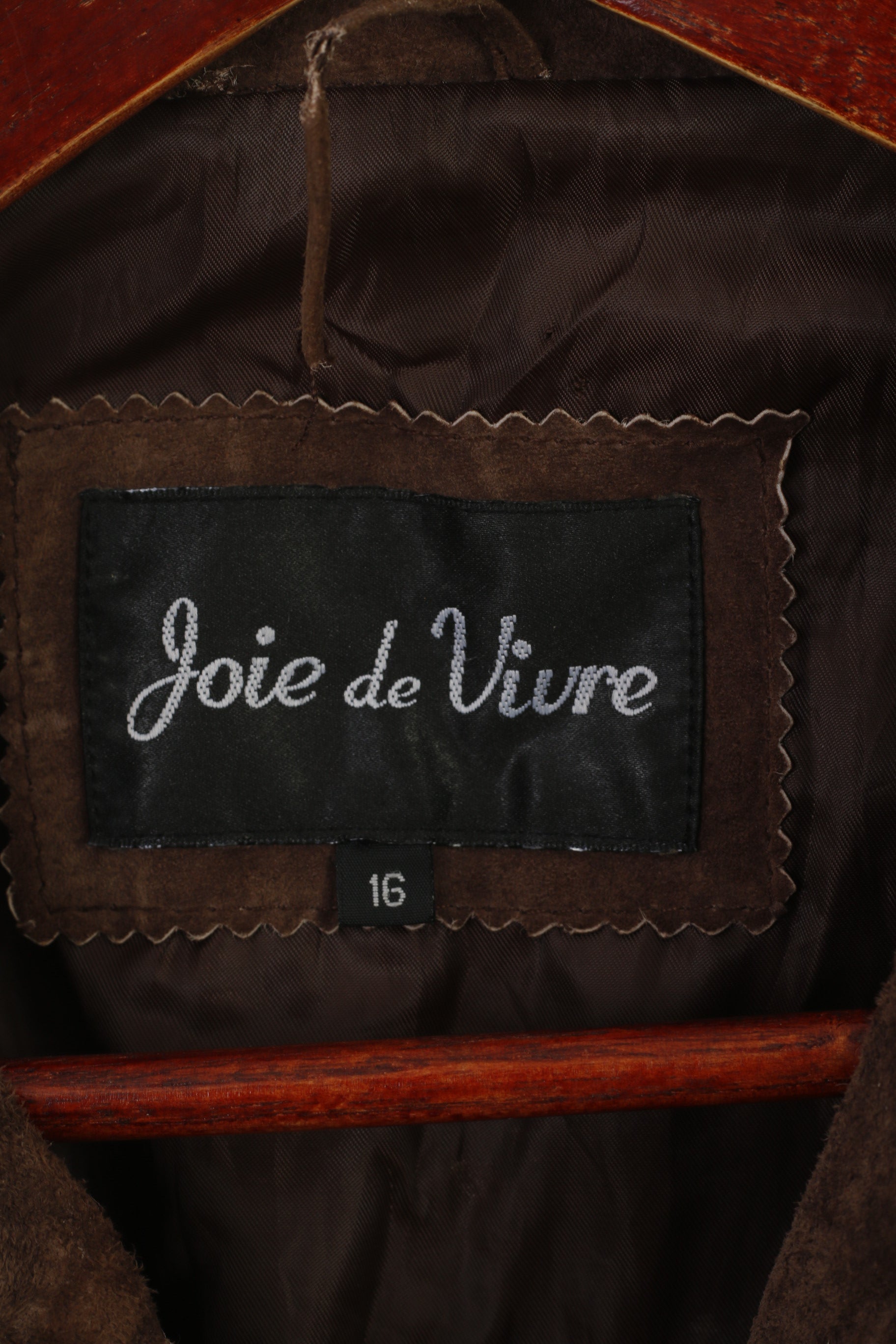 Joie de Vivre Femme 16 L Veste Marron Daim Cuir Vintage Western Boutonné Top