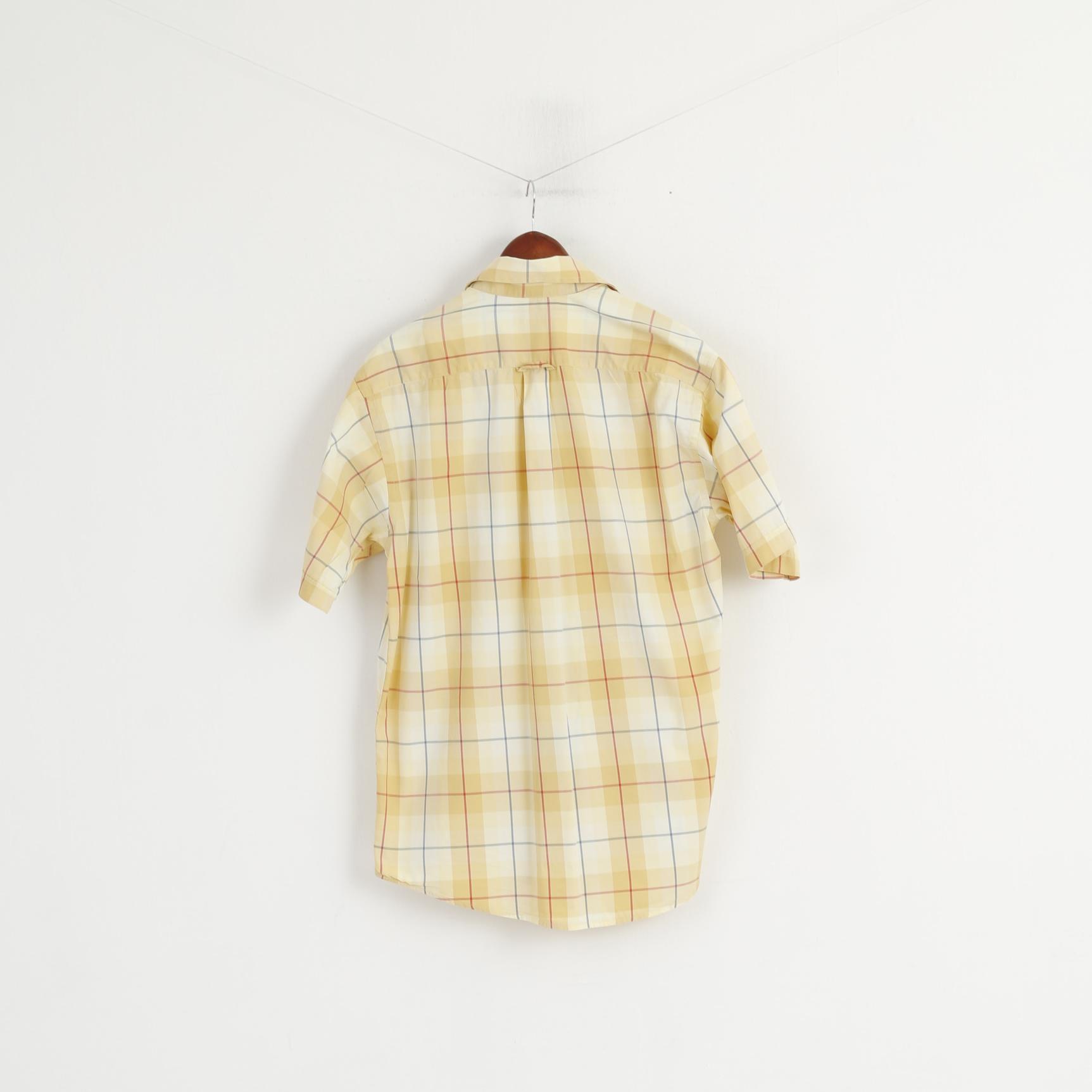 Gant Men M Casual Shirt Yellow Hampton '50 Twill Sport Fit Checkered Cotton Top