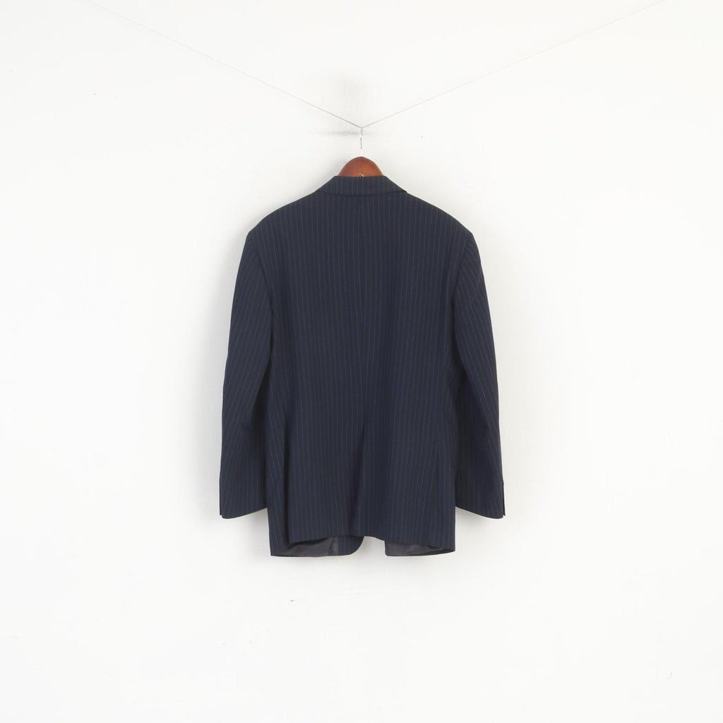 Gaudi Men 54 44 Blazer Navy Wool Striped Single Breasted Italy Vintage Jacket