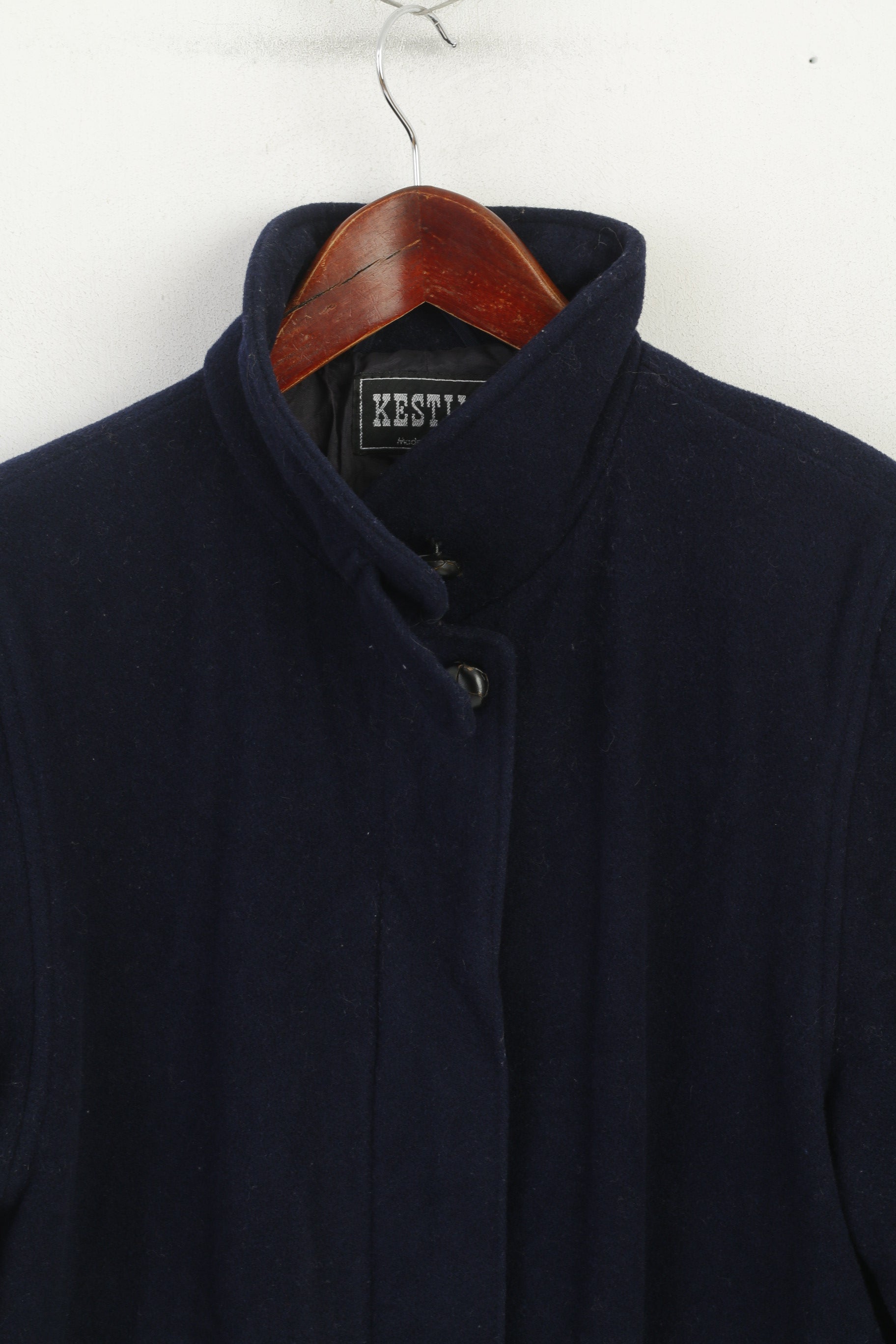Kestila Femmes 164 XS Manteau Marine Laine vintage Simple Boutonnage Fabriqué en Finlande