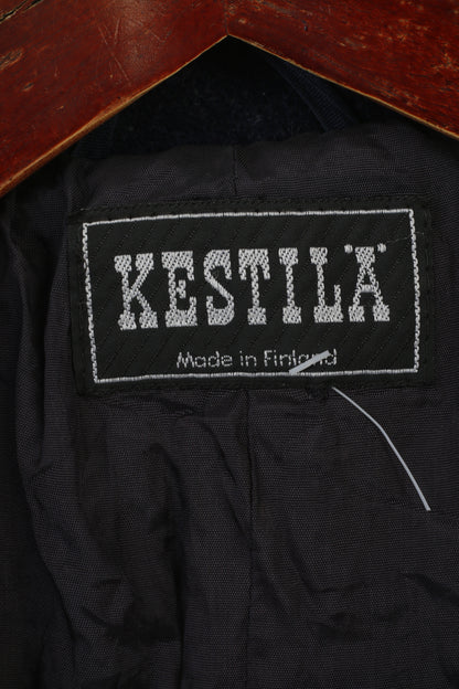 Kestila Women 164 XS Coat Navy Wool Vintage Single Breasted Made in Finland