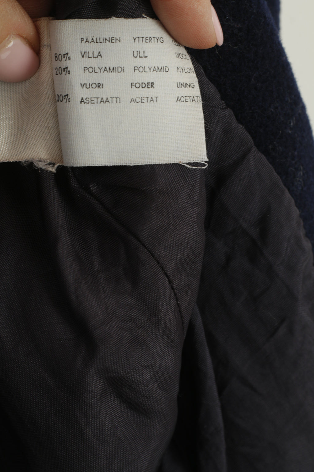 Kestila Femmes 164 XS Manteau Marine Laine vintage Simple Boutonnage Fabriqué en Finlande