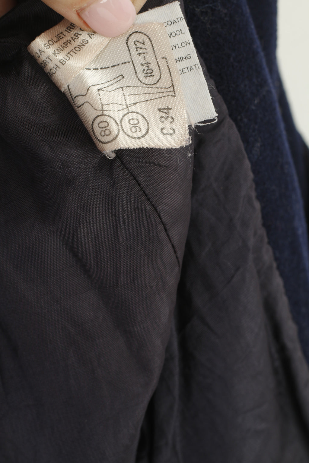 Kestila Femmes 164 XS Manteau Marine Laine vintage Simple Boutonnage Fabriqué en Finlande