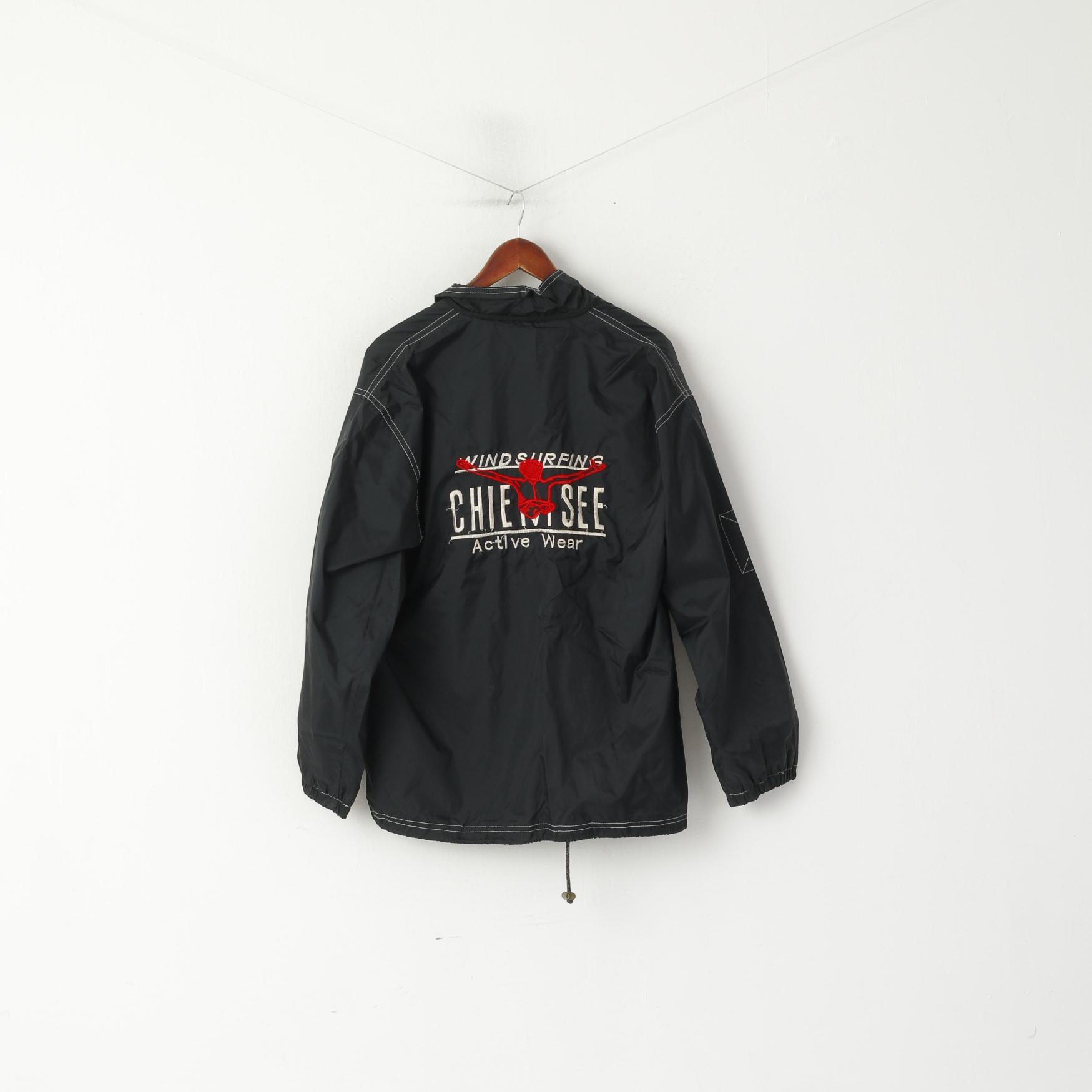 Chiemsee Veste Homme Noir Planche à Voile Poches Zippées Complètes Vintage Surf Top