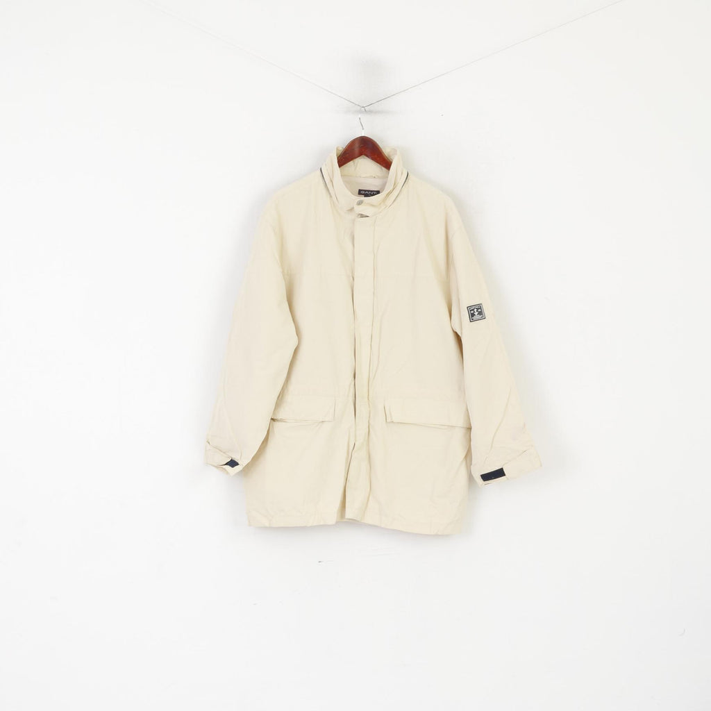 Gant Giacca da uomo L Giacca in cotone beige Navigator Parka Giacca a vento con cerniera intera Top da esterno