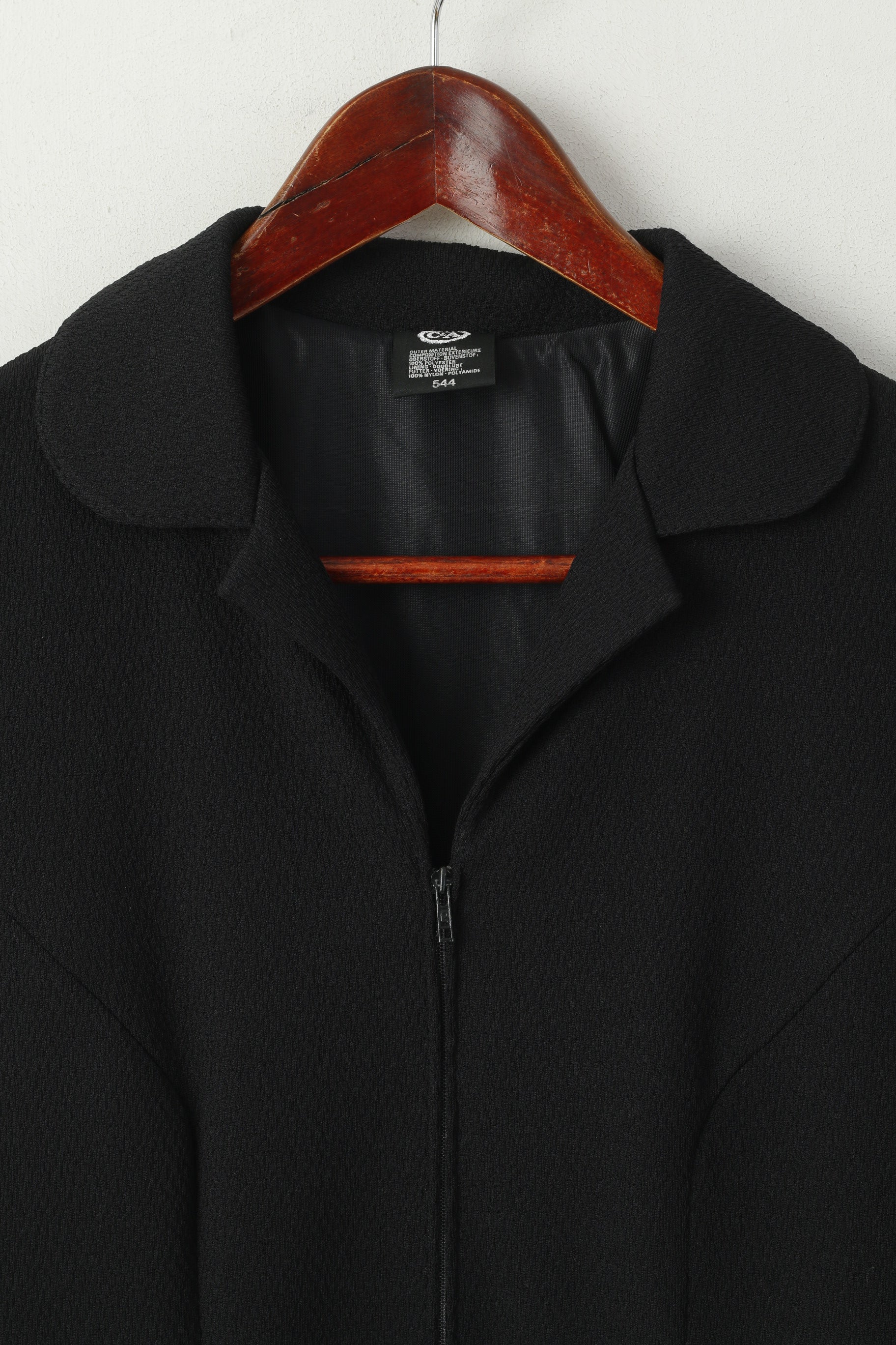 C&A Women S Midi Dress Black Belted Long Sleeve Half Zip Classic Retro