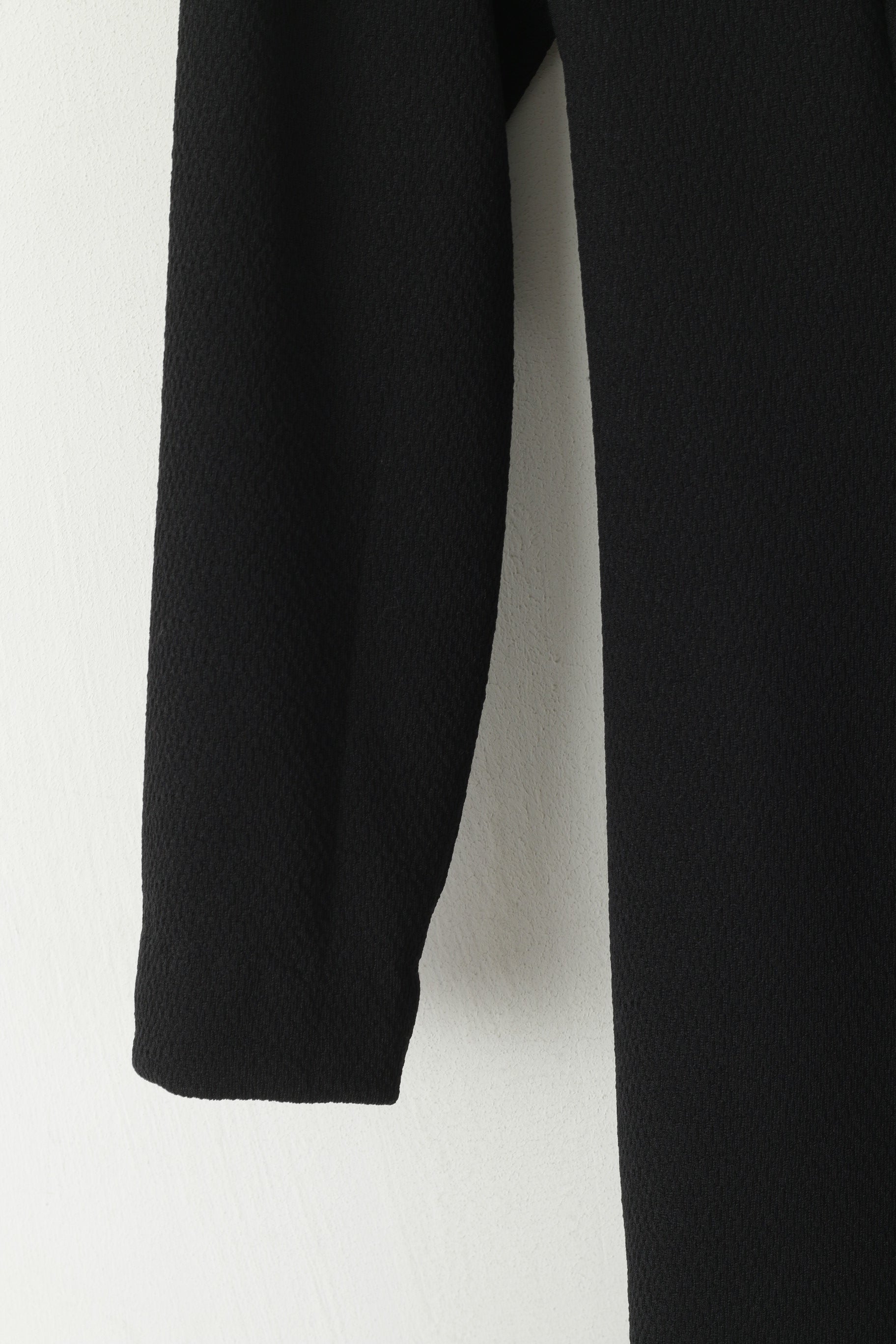 C&A Women S Midi Dress Black Belted Long Sleeve Half Zip Classic Retro