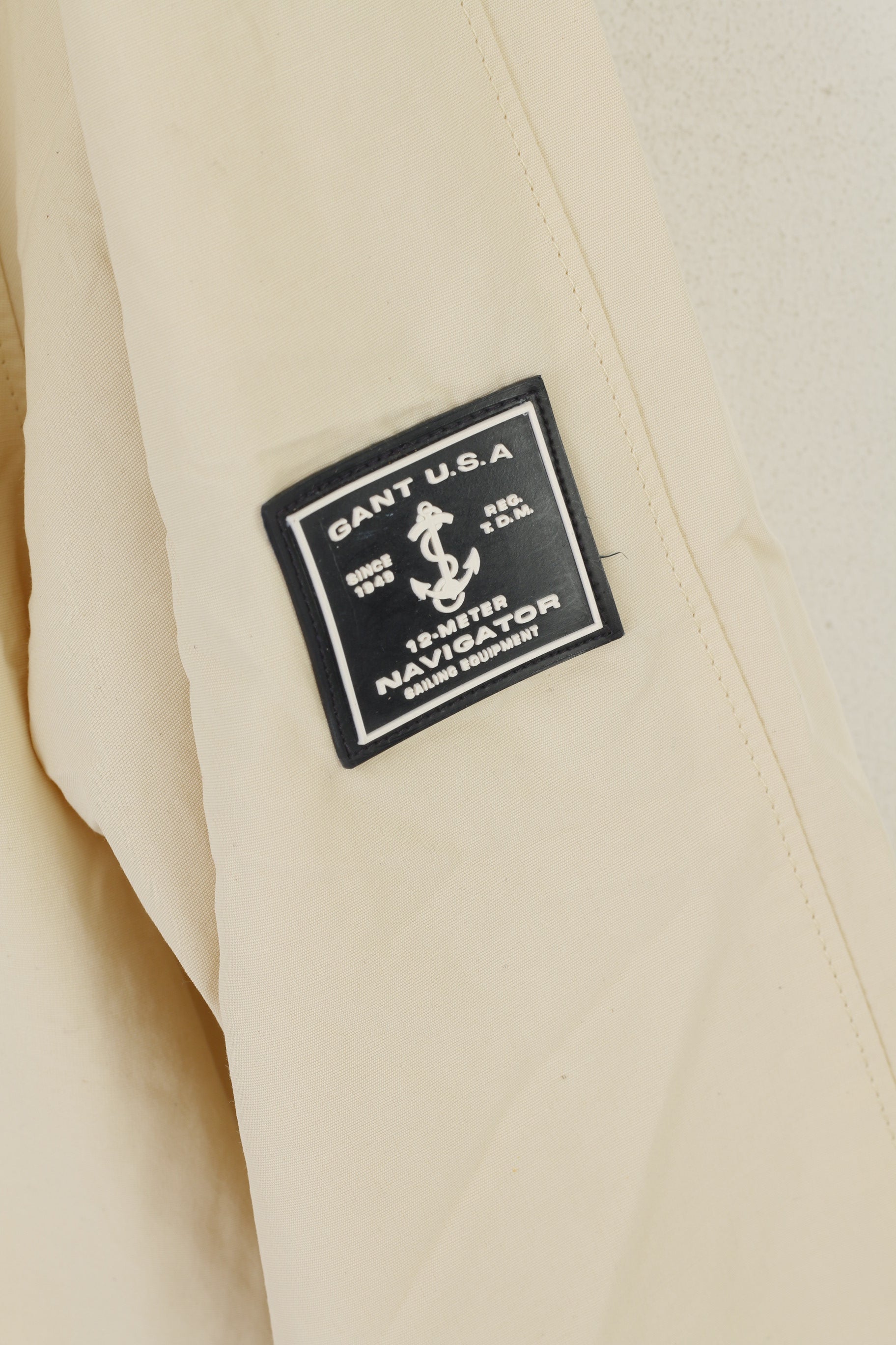 Gant Giacca da uomo L Giacca in cotone beige Navigator Parka Giacca a vento con cerniera intera Top da esterno