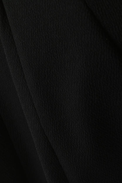 C&A Women S Midi Dress Black Belted Long Sleeve Half Zip Classic Retro