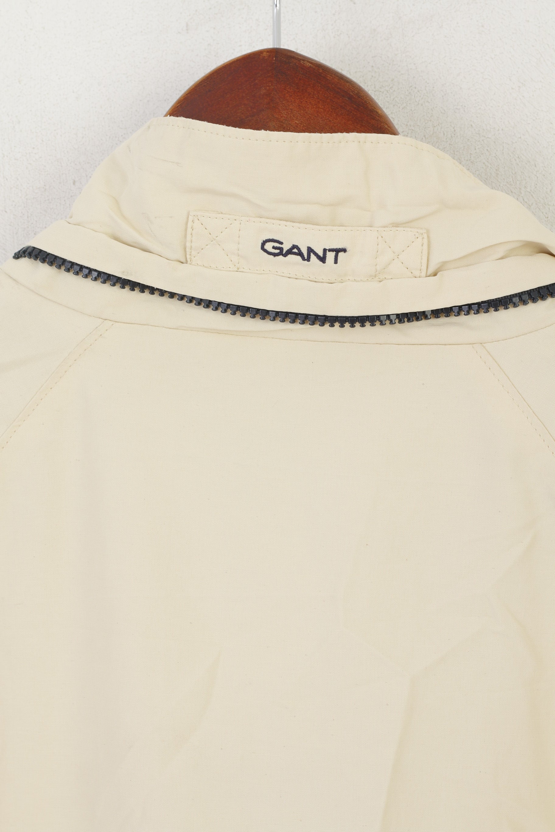 Gant Men L Jacket Beige Cotton Navigator Parka Full Zipper Windcheater Retrospect Clothes